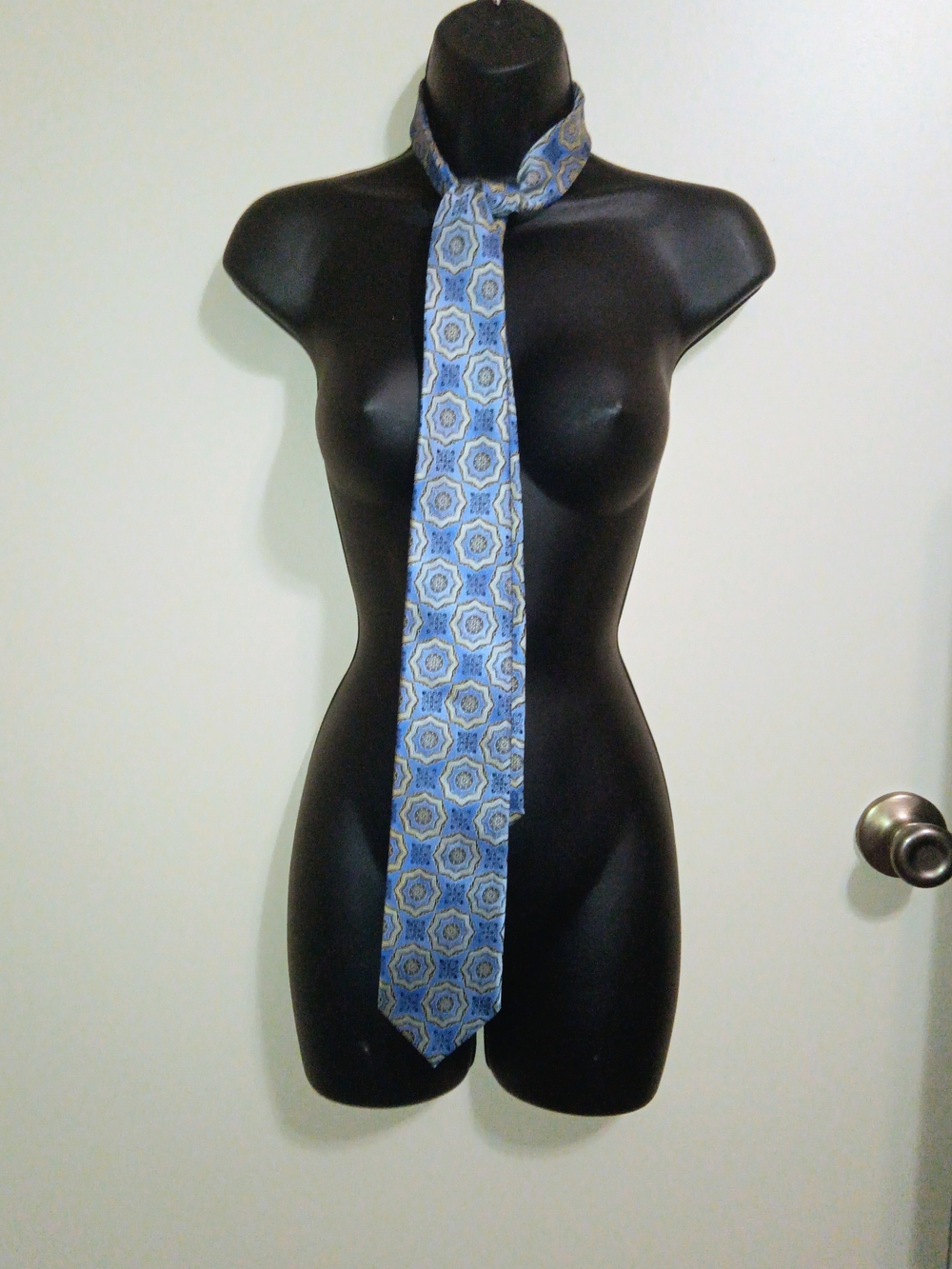 Blue Geometric Pattern Men's Tie